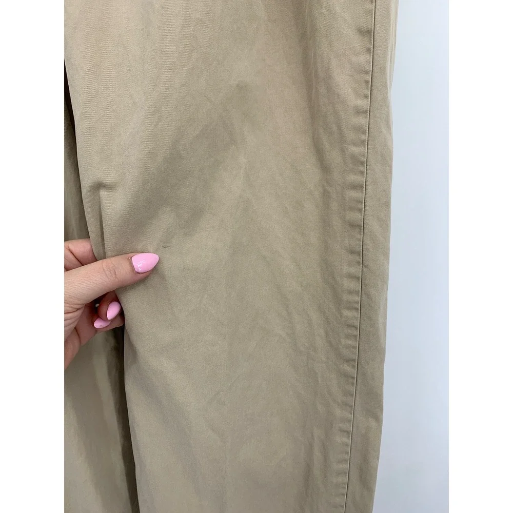 Vintage Polo Ralph Lauren Pants Mens 34x32 Tan Khaki Pleated Cuffed Cotton